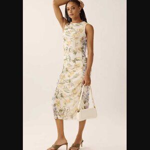 New XL Farm Rio x Anthropologie sleeveless mesh midi dress Hummingbird Garden